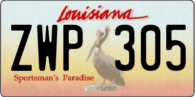 LA license plate ZWP305