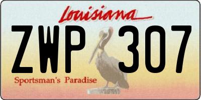 LA license plate ZWP307