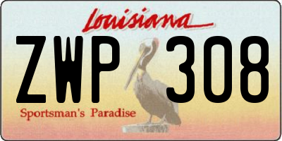 LA license plate ZWP308