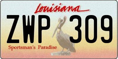 LA license plate ZWP309