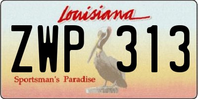 LA license plate ZWP313