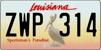 LA license plate ZWP314