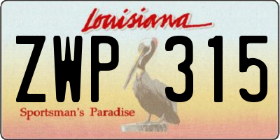 LA license plate ZWP315