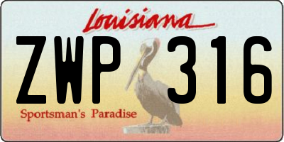 LA license plate ZWP316