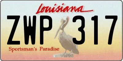 LA license plate ZWP317