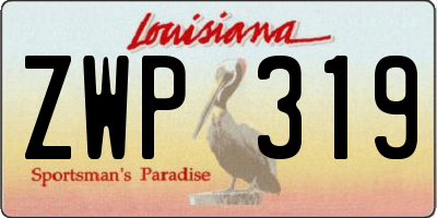 LA license plate ZWP319