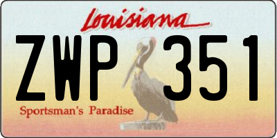 LA license plate ZWP351