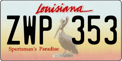 LA license plate ZWP353