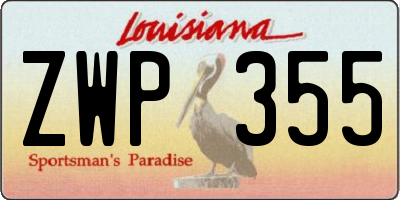 LA license plate ZWP355