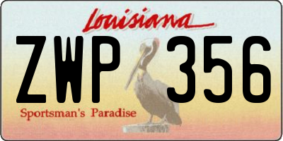 LA license plate ZWP356