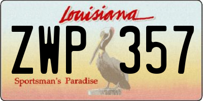 LA license plate ZWP357