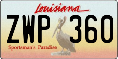 LA license plate ZWP360