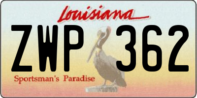 LA license plate ZWP362