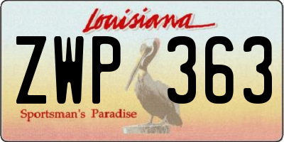 LA license plate ZWP363