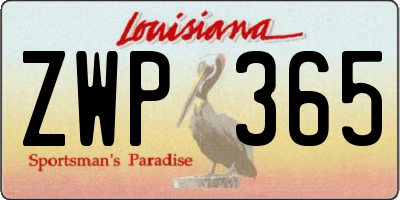 LA license plate ZWP365