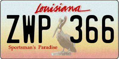 LA license plate ZWP366