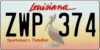 LA license plate ZWP374