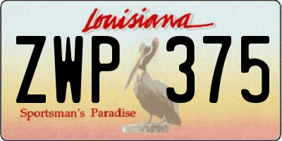 LA license plate ZWP375