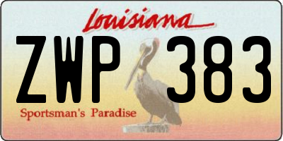 LA license plate ZWP383