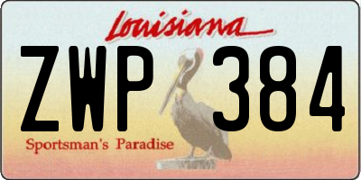 LA license plate ZWP384