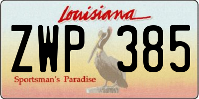 LA license plate ZWP385