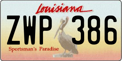 LA license plate ZWP386