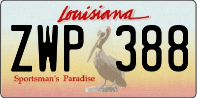 LA license plate ZWP388