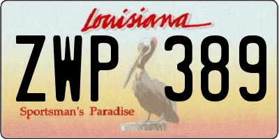 LA license plate ZWP389