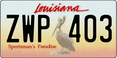 LA license plate ZWP403