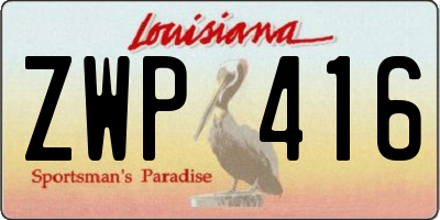 LA license plate ZWP416