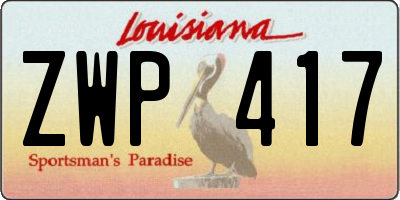 LA license plate ZWP417