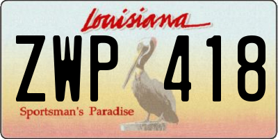 LA license plate ZWP418