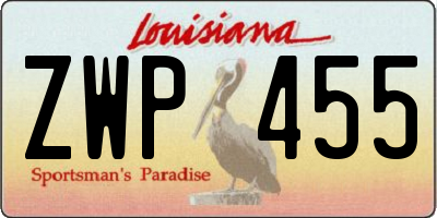 LA license plate ZWP455