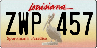 LA license plate ZWP457