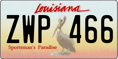 LA license plate ZWP466