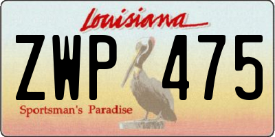 LA license plate ZWP475