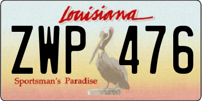 LA license plate ZWP476