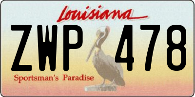 LA license plate ZWP478