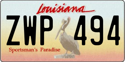 LA license plate ZWP494