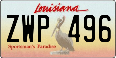 LA license plate ZWP496