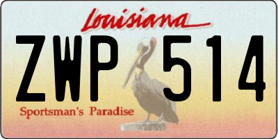 LA license plate ZWP514