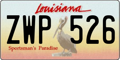 LA license plate ZWP526