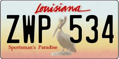 LA license plate ZWP534