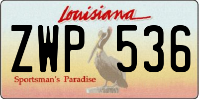 LA license plate ZWP536