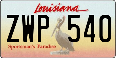 LA license plate ZWP540