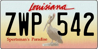 LA license plate ZWP542