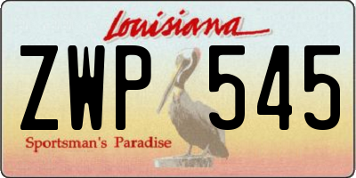 LA license plate ZWP545