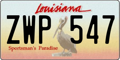 LA license plate ZWP547