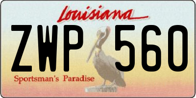 LA license plate ZWP560