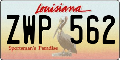 LA license plate ZWP562